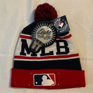 MLB Merch Kids' or Ladies Red and Navy LED Beanie